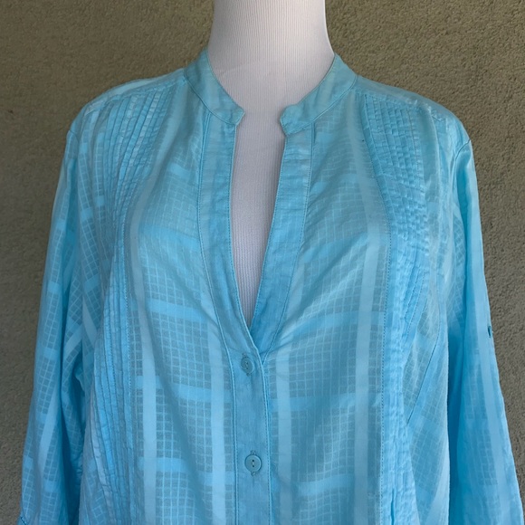 🔥5/$20🔥 “Yessica” Turquoise Blue 100% Cotton Tunic - Picture 6 of 8